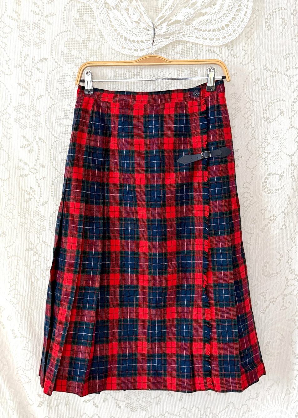 Vintage 80s Pendleton Manson Tartan Plaid Wrap Pleat Kilt Skirt